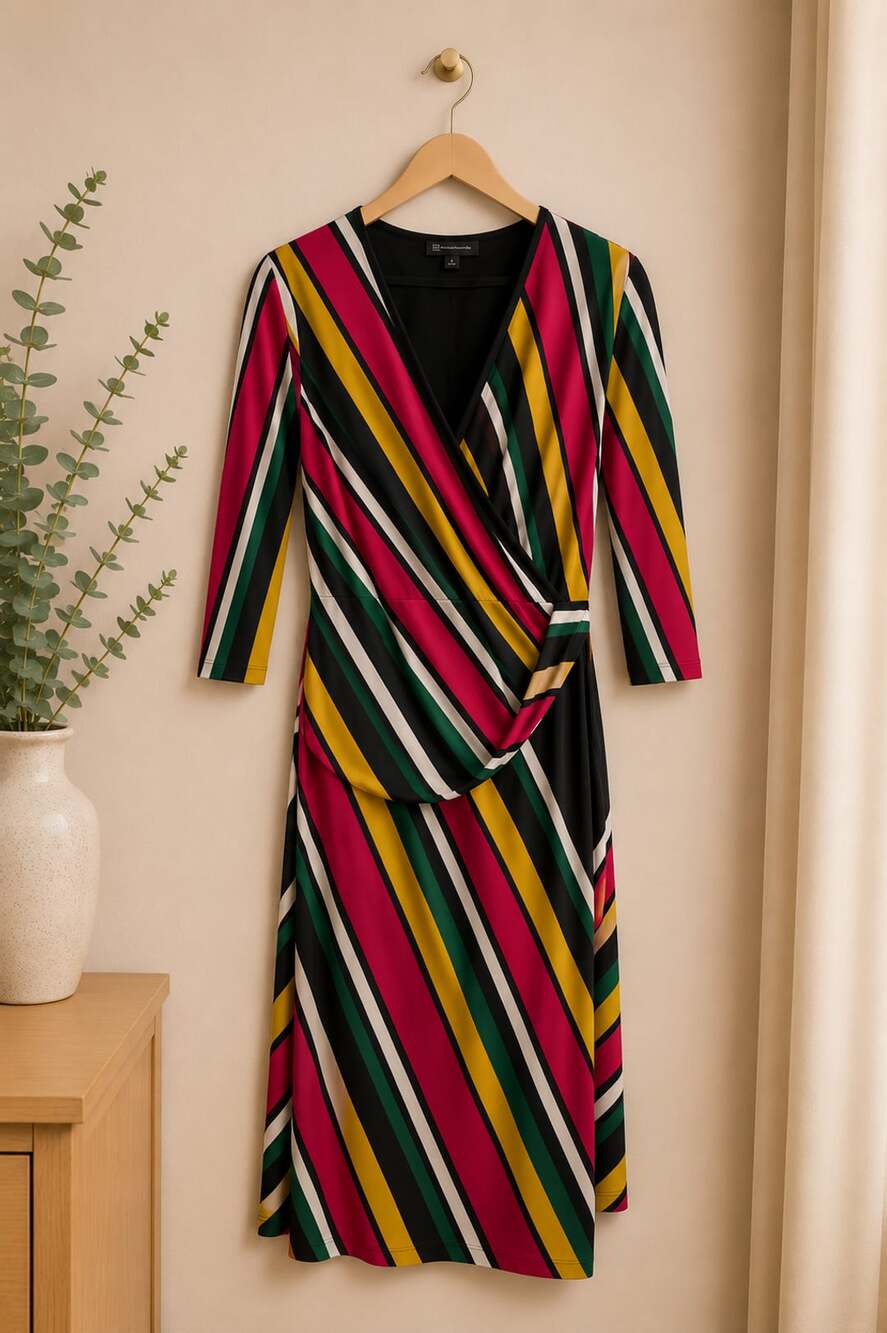 INC International Concepts Women's Size L Striped Wrap Dress